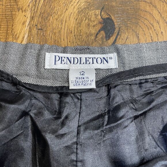 Vtg PENDLETON Wool Trouser Pants Womens 12 Classic Herringbone Grey Inseam 30" - Picture 2 of 7